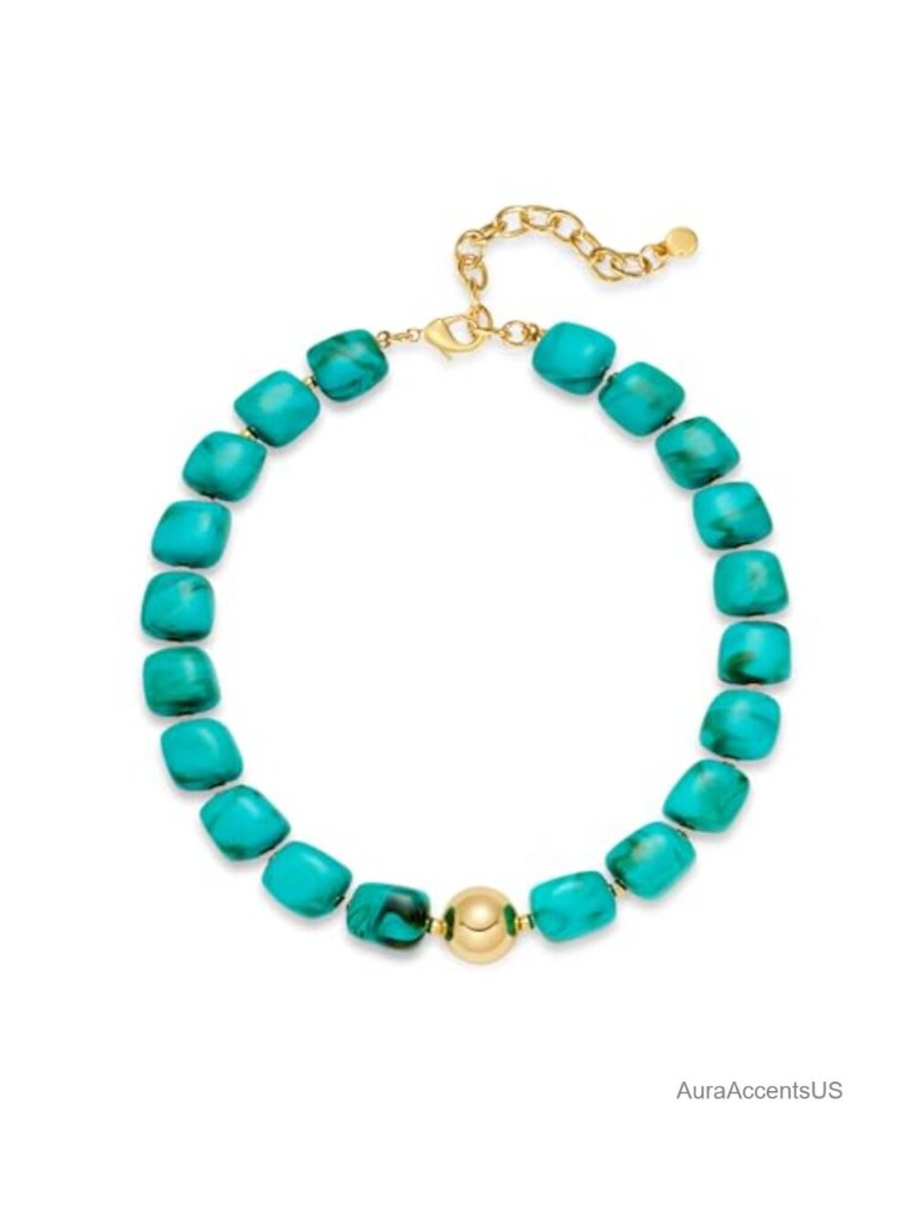 Boho Square Resin Beaded Necklace with 14K Gold Plated Lobster Clasp